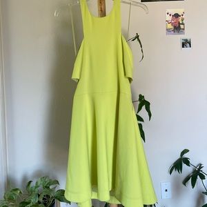 Lime green/neon green halter neck mini dress fit and flare
